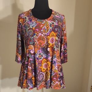 Attitudes by Renee Multicolor Paisley Blouse